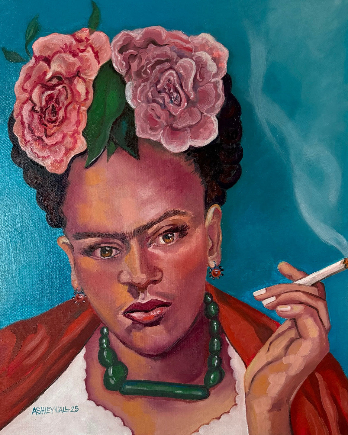 She Smokes 18"x24" Original Oil